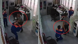 Clip: Nghi ngờ gian lận, khách dùng ấm chén đánh nhân viên cây xăng chảy máu mồm