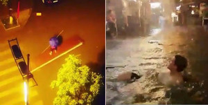 Clip: Những cảnh tượng 'cười ra nước mắt' khi Hà Nội phố biến thành sông