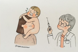 Tranh vẽ tình huống hài hước chỉ gia đình có con nhỏ mới hiểu