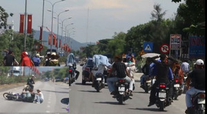 Nhóm thanh niên đánh võng trêu ngươi trước đầu ô tô và cái kết 'hú vía'