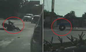 Clip: Lốp xe vô chủ lăn lông lốc trên đường, gây tai nạn rồi 'bỏ chạy'