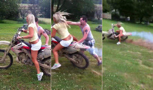 Clip: Người đẹp lần đầu lái mô tô cào cào và cái kết đắng