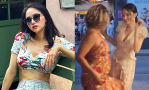 Hương Giang nhảy múa tưng bừng cùng dân Pháp ăn mừng chiến thắng