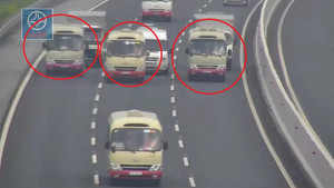 Clip: 3 xe khách ngông nghênh dàn hàng ngang trên cao tốc Hà Nội - Hải Phòng