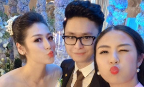 Ngọc Hân giản dị đến chúc mừng Á hậu Tú Anh trong ngày cưới