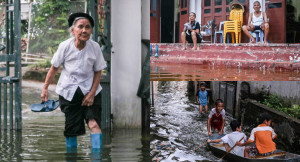 Sống chung với lũ ở Hà Nội: Người lớn ngao ngán, trẻ con thích thú bơi thuyền
