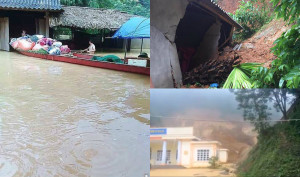 Ảnh hưởng bão số 4 ở Thanh Hoá: Sạt lở đất vùi lấp nhà dân, 1 người thiệt mạng