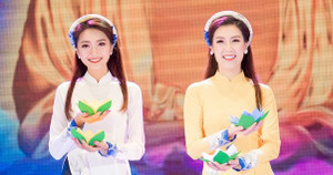 Hoa hậu Phí Thuỳ Linh diễn áo dài cho bạn thân Ngọc Hân