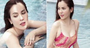 Hoa hậu Phương Lê khoe dáng gợi cảm bên bể bơi trong biệt thự triệu USD