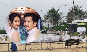 Không gian lễ đính hôn trên bờ biển của Trường Giang - Nhã Phương