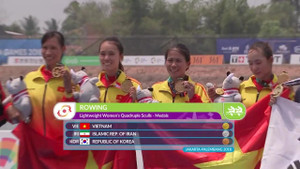 Clip: Giành HCV ASIAD, đội Rowing nữ Việt Nam vui sướng vỡ òa