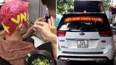 Clip: Dân mạng nhuộm tóc sặc sỡ, trang trí ô tô rực rỡ cổ vũ U23 Việt Nam