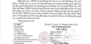 Ban hành quyết định sai, UBND huyện gửi văn bản xin lỗi dân