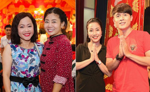 Mai Phương tươi tắn cùng Ốc Thanh Vân đến sân khấu của NSND Hồng Vân cúng giỗ Tổ nghề