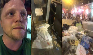 Clip: Ông Tây mướt mồ hôi dọn rác trên phố cổ đêm Trung thu