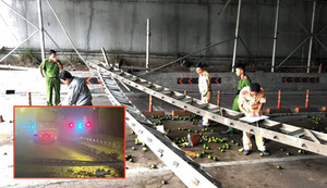 Công an làm việc với tài xế xe tải tông sập mái che hầm Thủ Thiêm