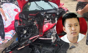 Siêu xe 14 tỷ đồng của ca sĩ Tuấn Hưng gặp tai nạn nghiêm trọng, đầu xe vỡ nát