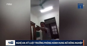 Clip: Kỷ luật nam trưởng phòng vung ghế đánh nữ đồng nghiệp ở Nghệ An