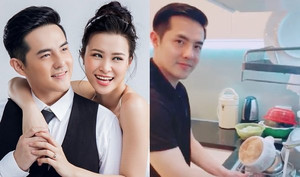 Đông Nhi hạnh phúc khoe khoảnh khắc Ông Cao Thắng đảm đang rửa bát