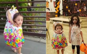 Clip: 2 bé gái hóa trang thành đồ tể, người không đầu gây sốt dân mạng