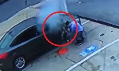 Clip: Bơm lốp ô tô quá căng và cái kết rùng mình