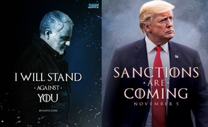 Ông Trump và tướng Iran ‘đấu’ nhau bằng hình chế poster phim