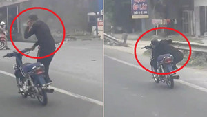 Clip: Thanh niên đi xe máy làm xiếc như 'cưỡi cân đẩu vân'