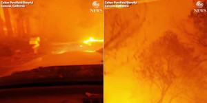 Clip: Tài xế liều mạng lái ô tô lao qua biển lửa, chạy khỏi đám cháy rừng