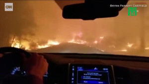 Clip: Nữ tài xế vừa khóc vừa lái xe qua biển lửa như tận thế ở Mỹ