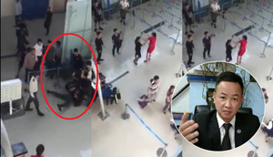 Côn đồ tát, đạp ngã nữ nhân viên ở sân bay: Có thể xử lý hình sự tội gây rối trật tự công cộng?