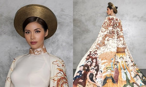 Minh Tú thần thái trong bộ quốc phục lạ mắt tại ‘Hoa hậu Siêu quốc gia 2018’