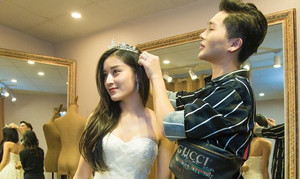 Á hậu Huyền My khoe nhan sắc rạng rỡ khi diện váy cưới