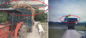 Xe chở keo kéo bay cổng làng, tài xế không hề hay biết