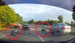 Clip: Xe máy phóng bạt mạng tông đuôi ô tô và cái kết như phim hành động