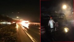 Xe khách bốc cháy ngùn ngụt, trơ khung sắt trên cầu Thanh Trì, Hà Nội