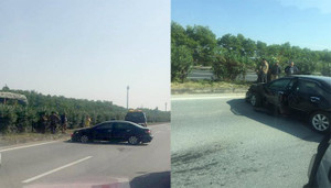 Cố vượt container, xe biển xanh húc bay dải phân cách chắn ngang quốc lộ