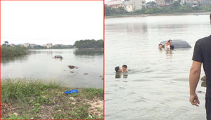 Cho vợ tập lái xe, cả ba người lao xuống hồ ở Đại học Nông Lâm - Bắc Giang