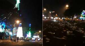 Clip: Đường phố ngập ngụa rác đêm Noel khiến dân mạng ngán ngẩm