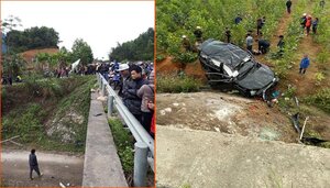 Ô tô bay 20m từ quốc lộ xuống ruộng ở Bắc Kạn