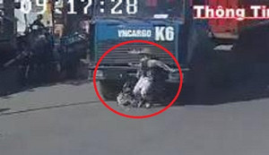 Clip: Phụ nữ đạp xe sang đường kiểu tự sát, bị container đâm thảm khốc
