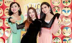 Hồ Ngọc Hà diện áo dài, nhí nhảnh bên BB Trần và Hải Triều