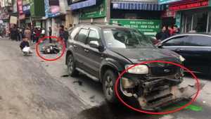 Clip: Hiện trường xe điên đâm hàng loạt ô tô, xe máy trên phố Ngọc Khánh, Hà Nội