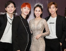 Monstar và Cao Thiên Trang tới chúc mừng Hoa hậu Thu Hoàng