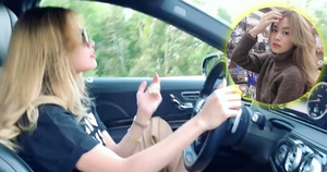 Video: Đang lái xe, Hoàng Thùy Linh gác chân lên ghế, lắc lư theo nhạc