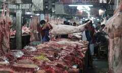 Kinh hãi thịt heo bẩn bày bán tràn lan ở chợ Bình Điền, TP.HCM