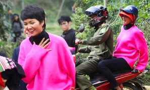 Dân mạng quốc tế khen ngợi hình ảnh H'Hen Niê đi xe máy đón Tết ở Sơn La