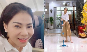 Chiều 30 Tết, Thu Minh tất bật lau nhà, hài hước kể chuyện 'lụt nghề' làm dâu