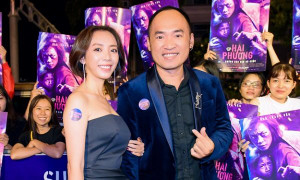 Thu Trang khoe vai trần gợi cảm, cùng chồng đến chúc mừng Ngô Thanh Vân