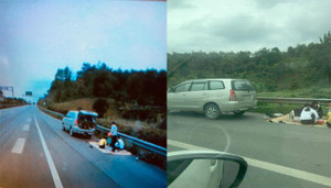 Tạm giữ xe ô tô chở nhóm người trải chiếu mở tiệc trên cao tốc Nội Bài - Lào Cai