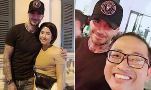 Beckham vui vẻ chụp ảnh cùng fan tại phố đi bộ ở TP.HCM